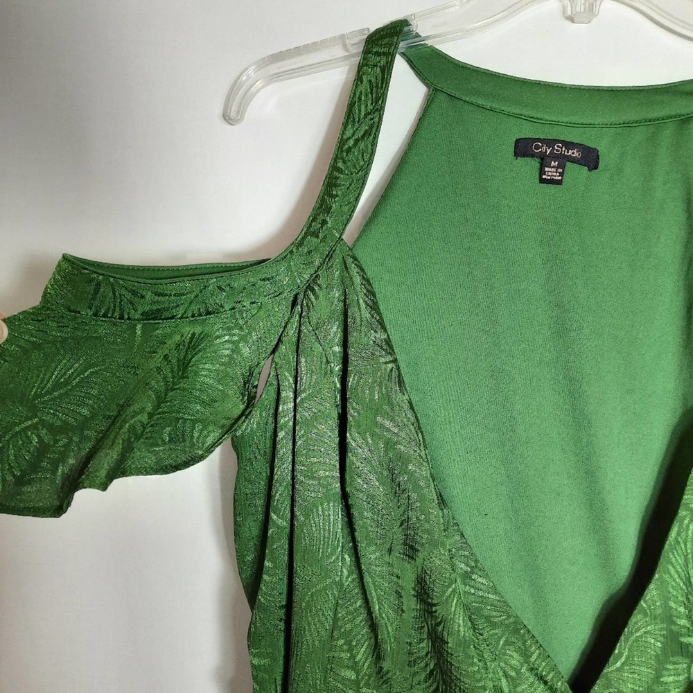 City Studio Women Juniors Medium Wrap Dress Green - Picture 5 of 9